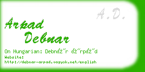 arpad debnar business card